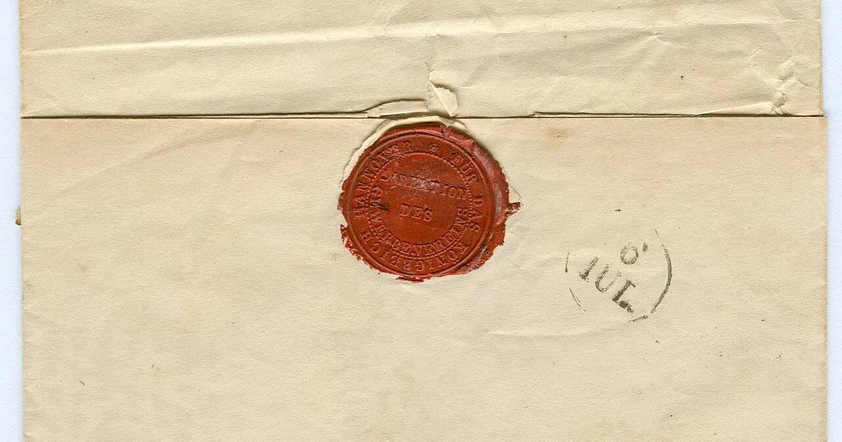 Lettre ancienne fermée par un sceau de cire