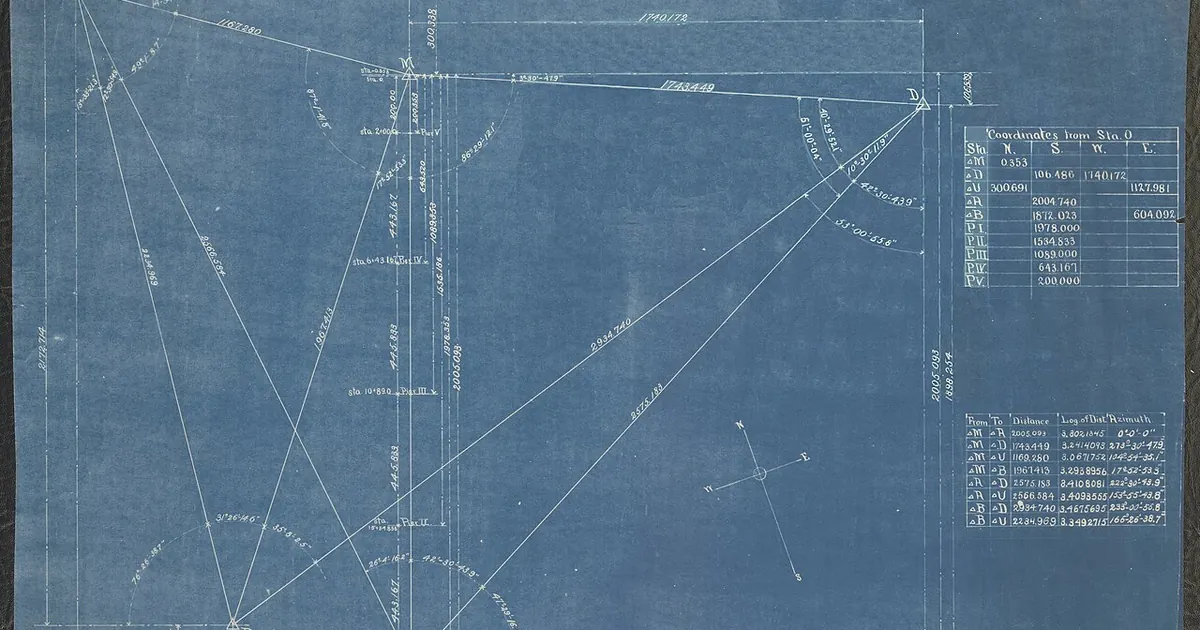 Plan technique sur papier bleu